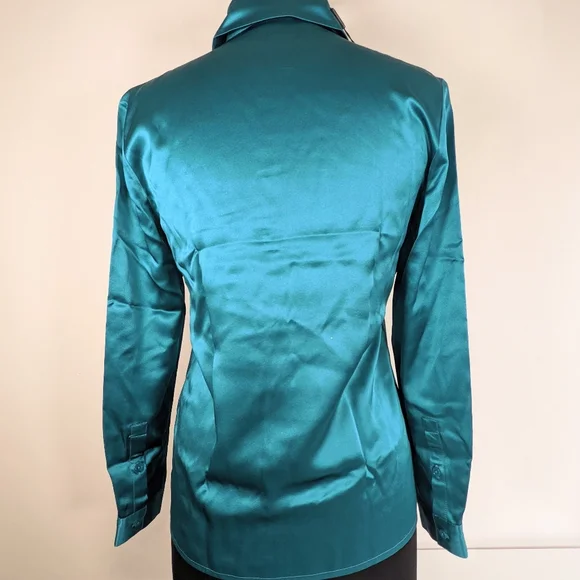 LilySilk teal silk blouse buttondown XS NIB - Picture 9 of 9